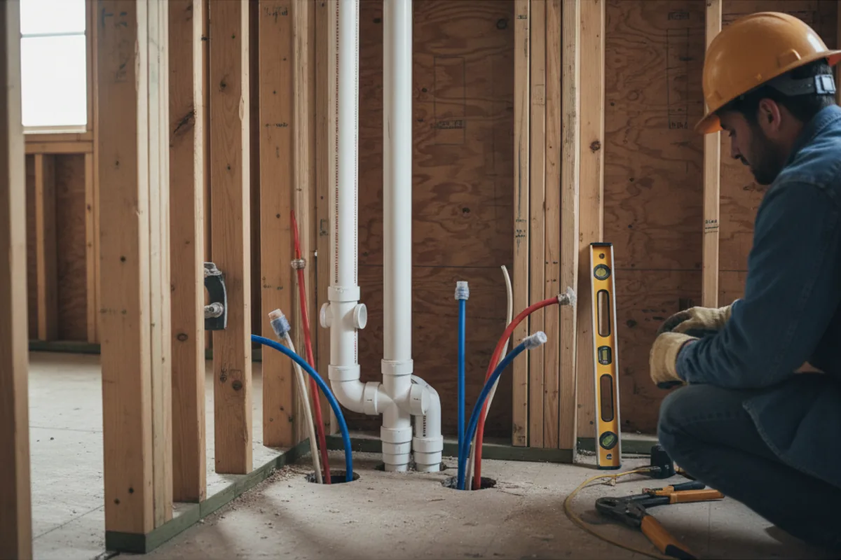 Drain and supply rough-in during Toilet Repair and Installation in Columbus